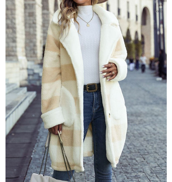 Plaid Button Down Coat with Pockets Jacket