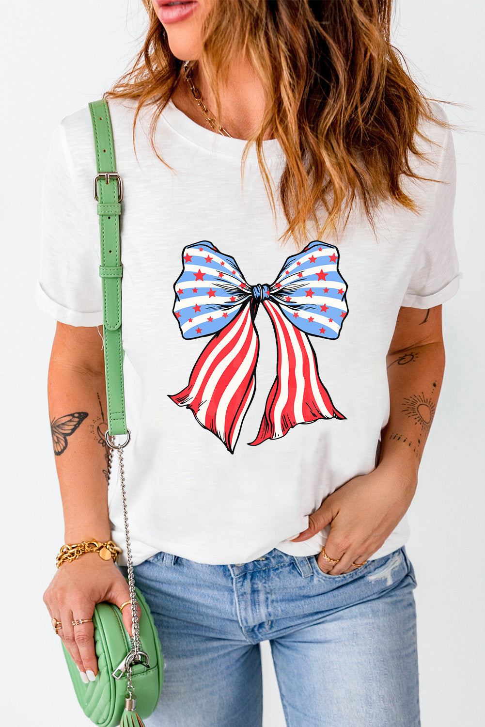 White Stripes And Stars Bowknot