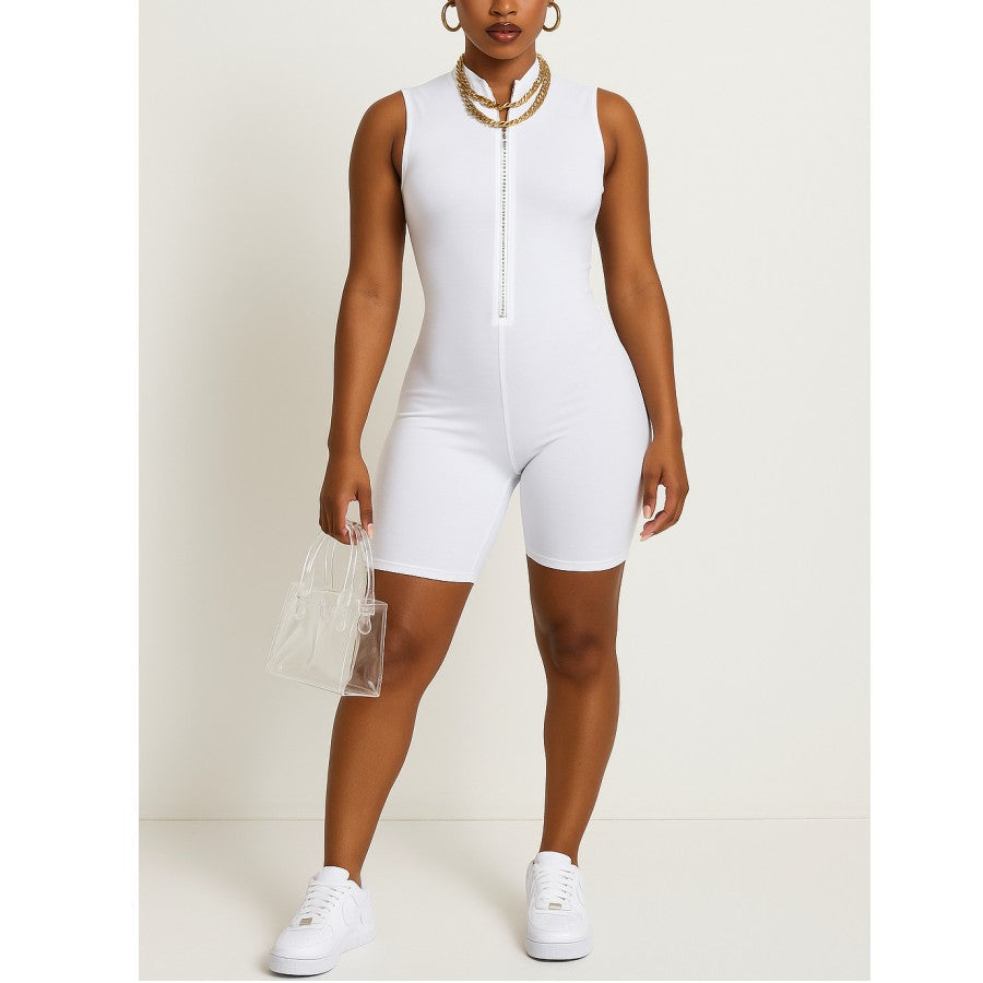 Zip Up Bodycon Romper