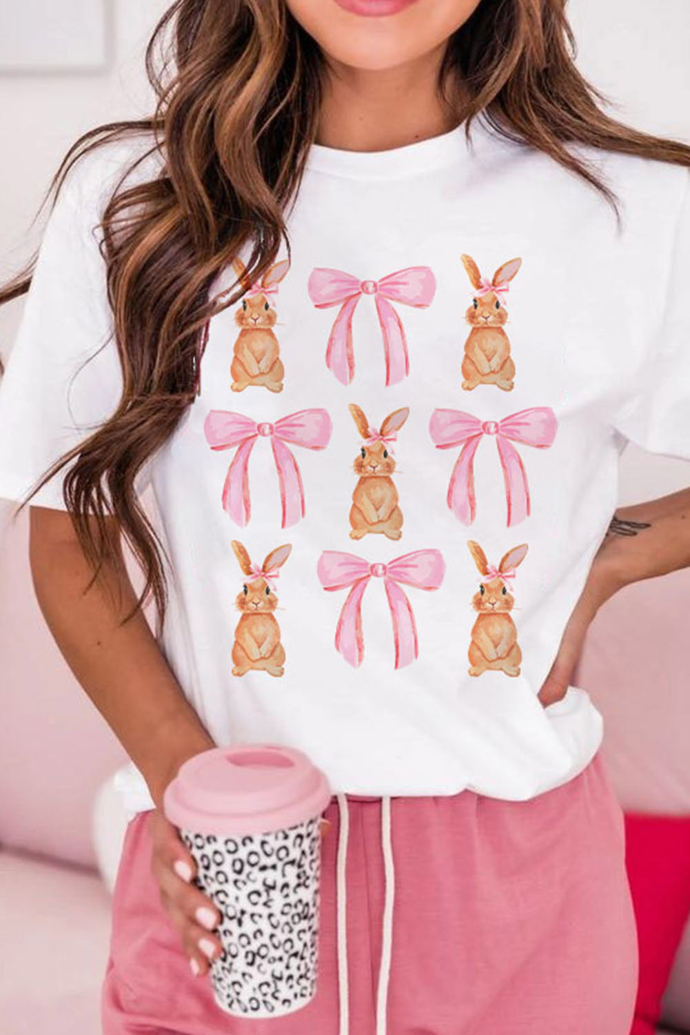 White Rabbit Bow Knot Print