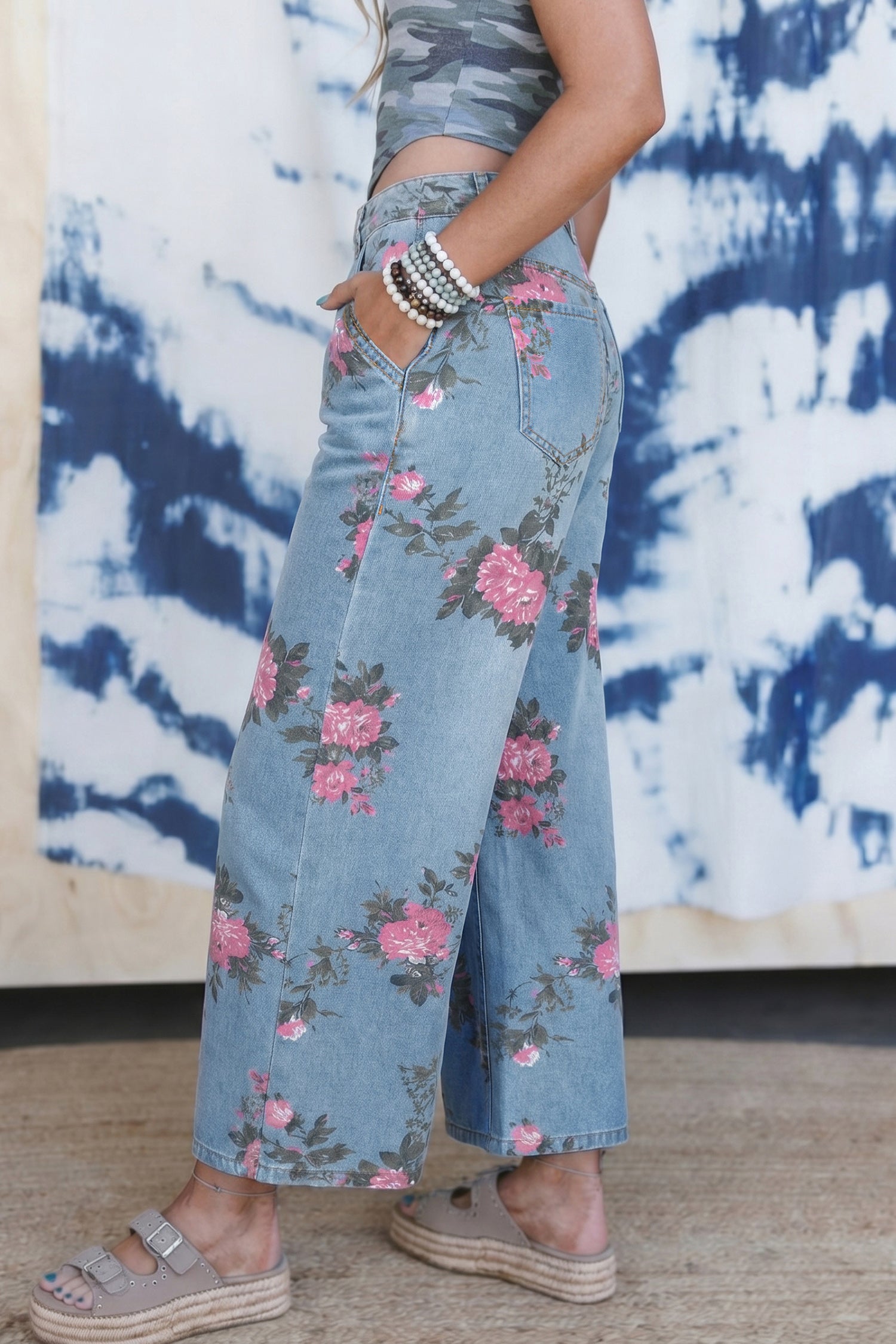 Floral Print Garden Bootcut Jeans