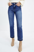 Raw Hem Cropped Whiskered Jeans