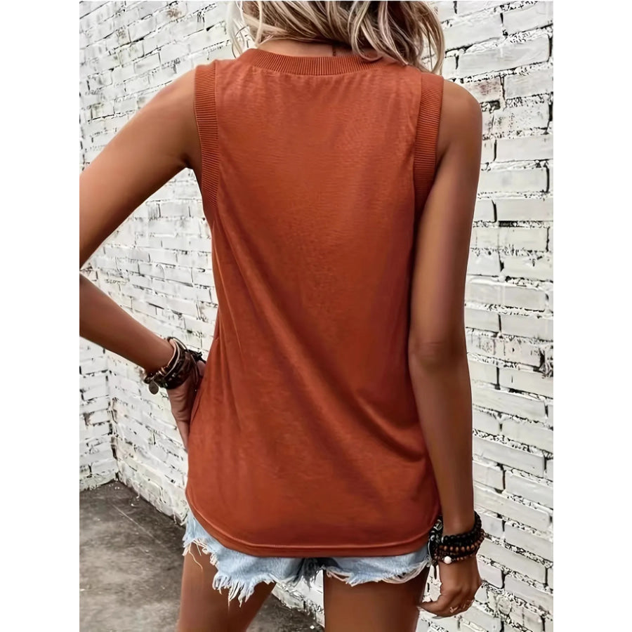 Breathable V Neck Ribbed Band Tank Top