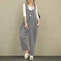 Boho Comfort Wide-Leg Suspender Cotton Jumpsuit
