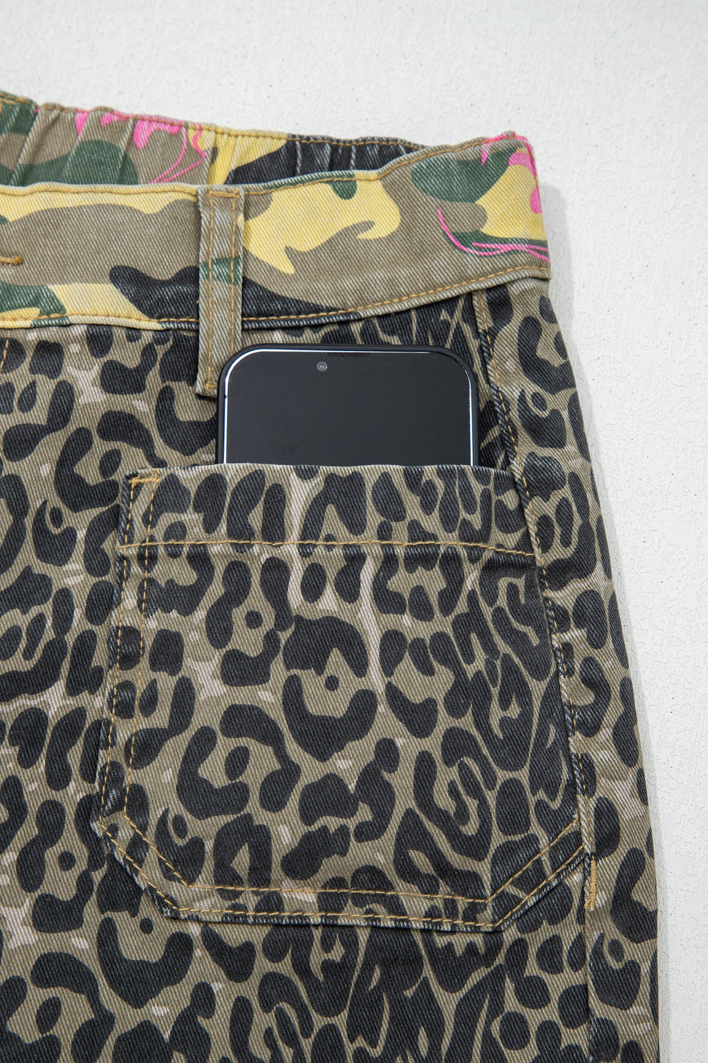Straight Leg Leopard Print Multicolour Abstract Jeans