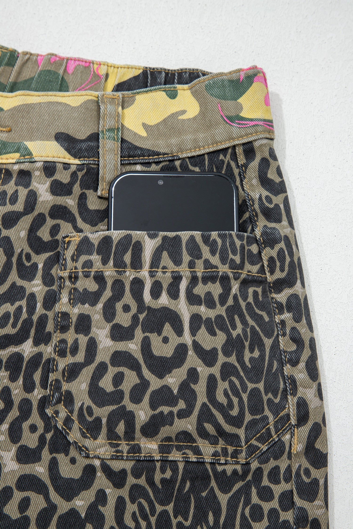 Straight Leg Leopard Print Multicolour Abstract Jeans