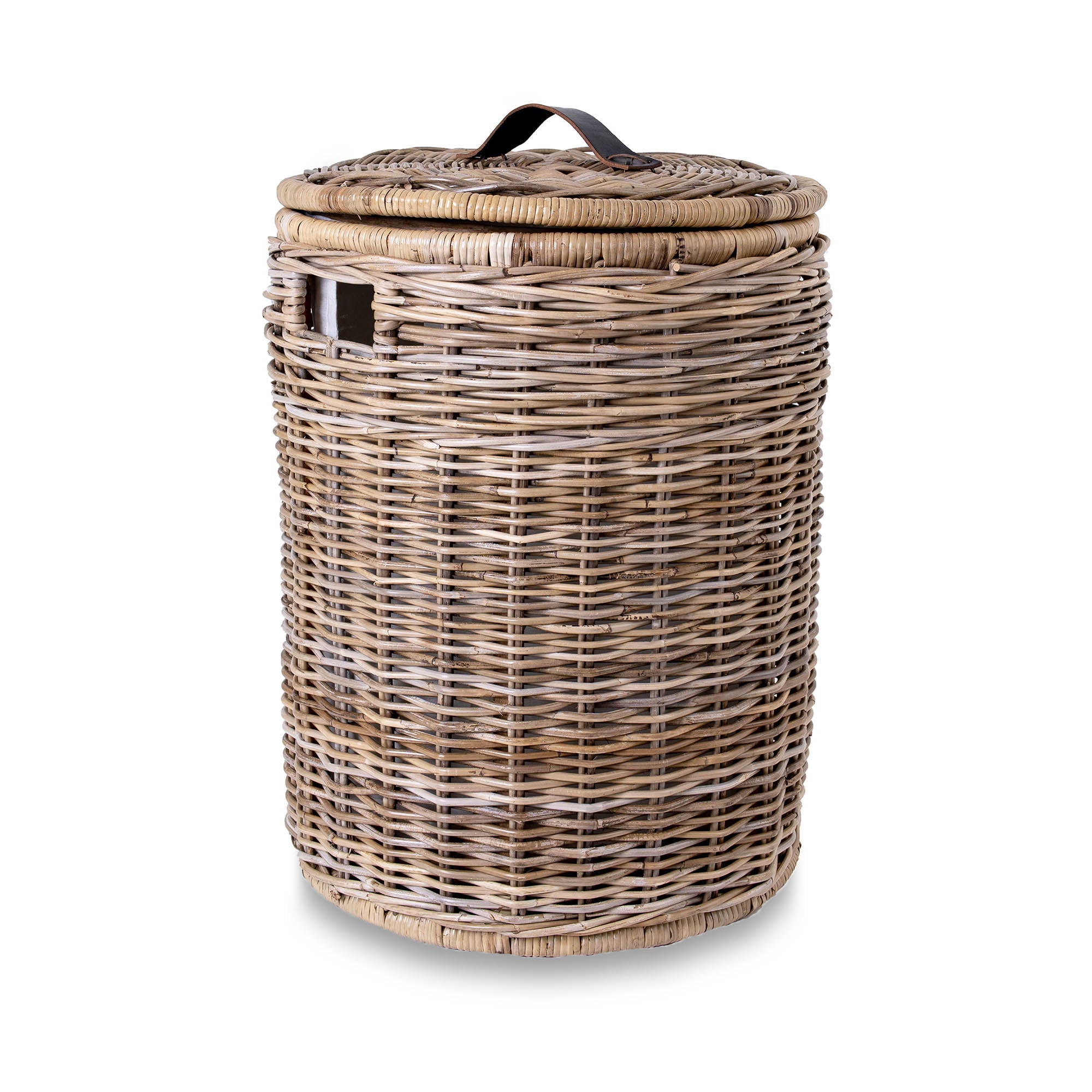 Round Kubu Wicker Laundry Hamper
