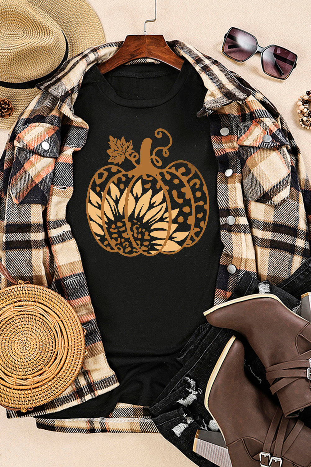Black Halloween Sunflower Pumpkin Graphic