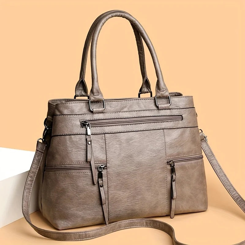 Relaxed Soft Zip-Top Shoulder Bag