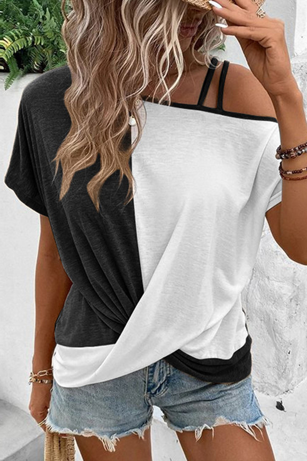 Khaki Asymmetric Colorblock