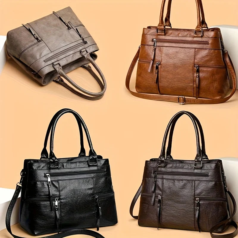 Relaxed Soft Zip-Top Shoulder Bag