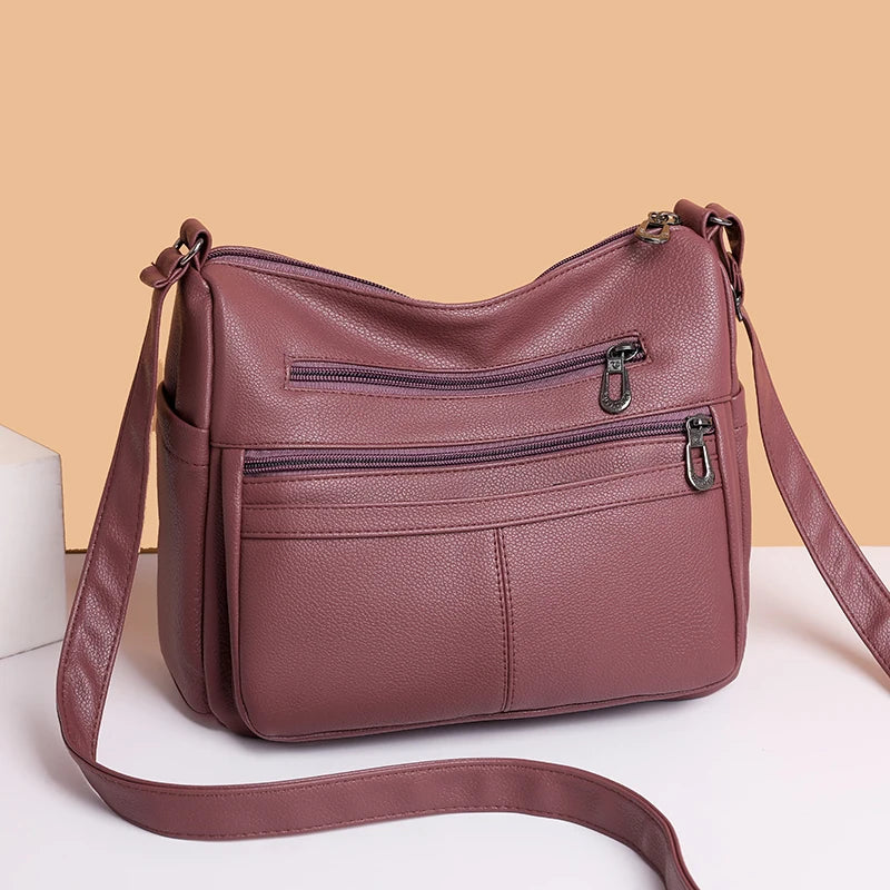 Soft Zip-Top Shoulder Bag