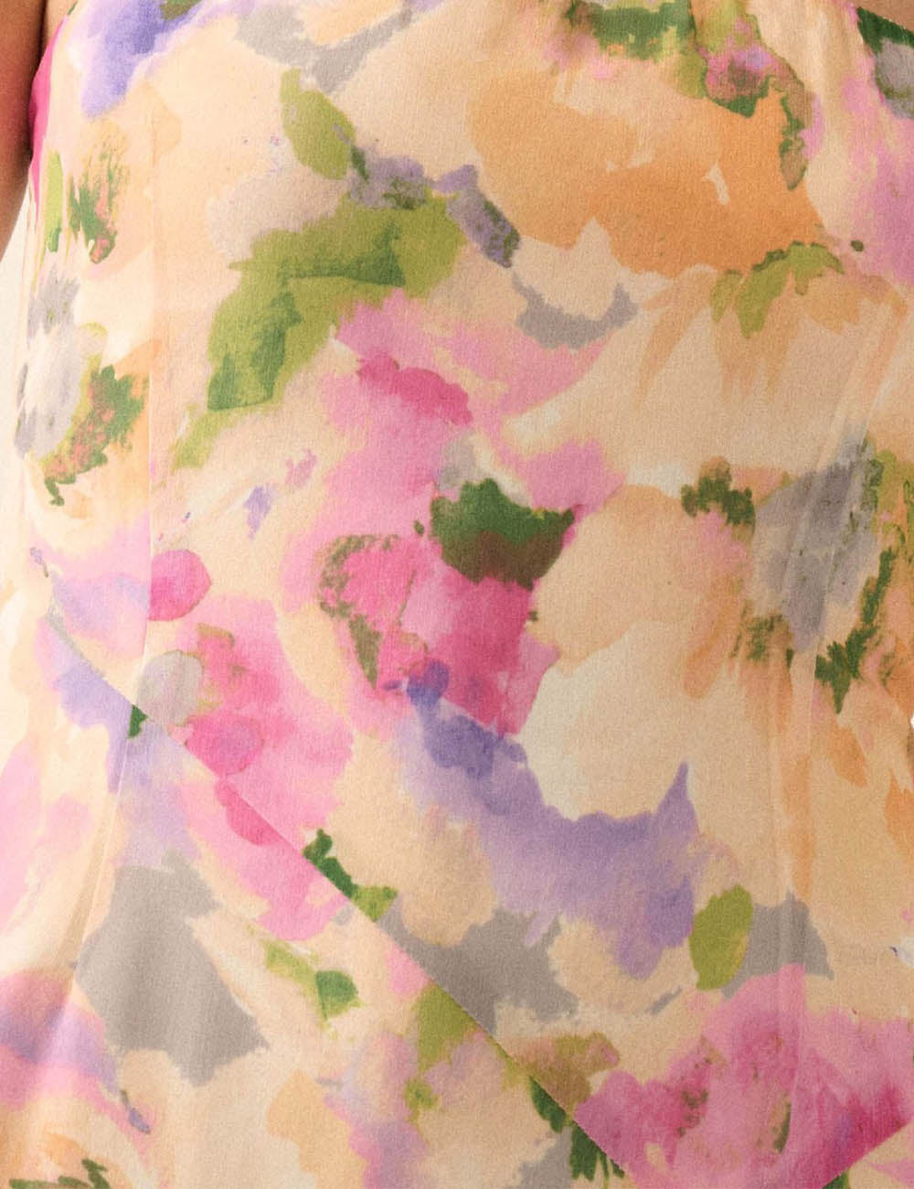 Strapless Watercolor Chiffon Side Slit Maxi Dress