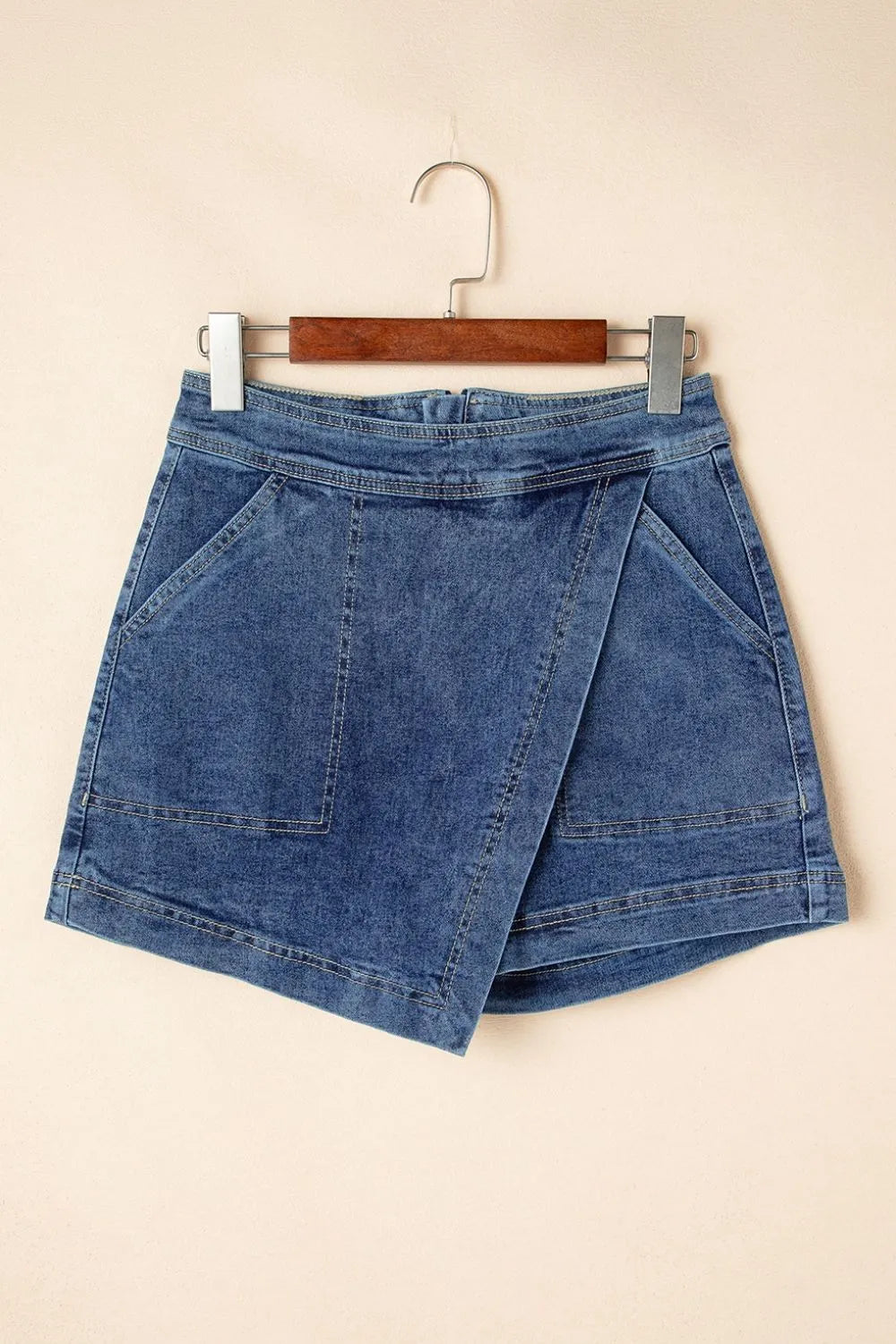 Asymmetrical Denim Pockets So Skirt