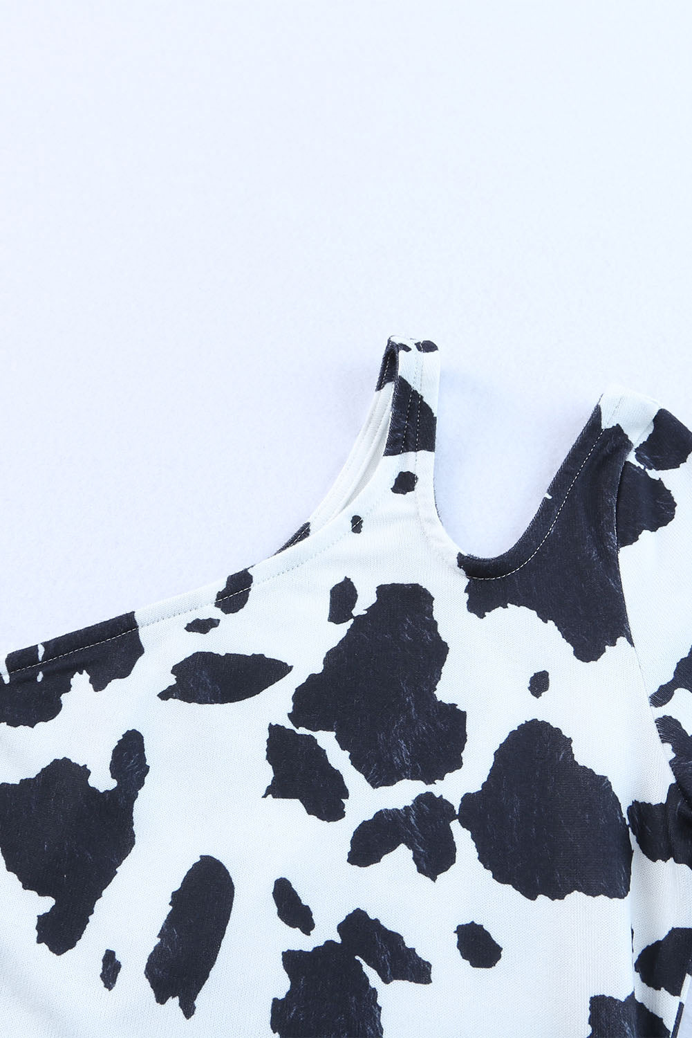 One Shoulder Cow Print Cut