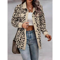 Full Size Leopard Print Button Down Jacket Plus Size