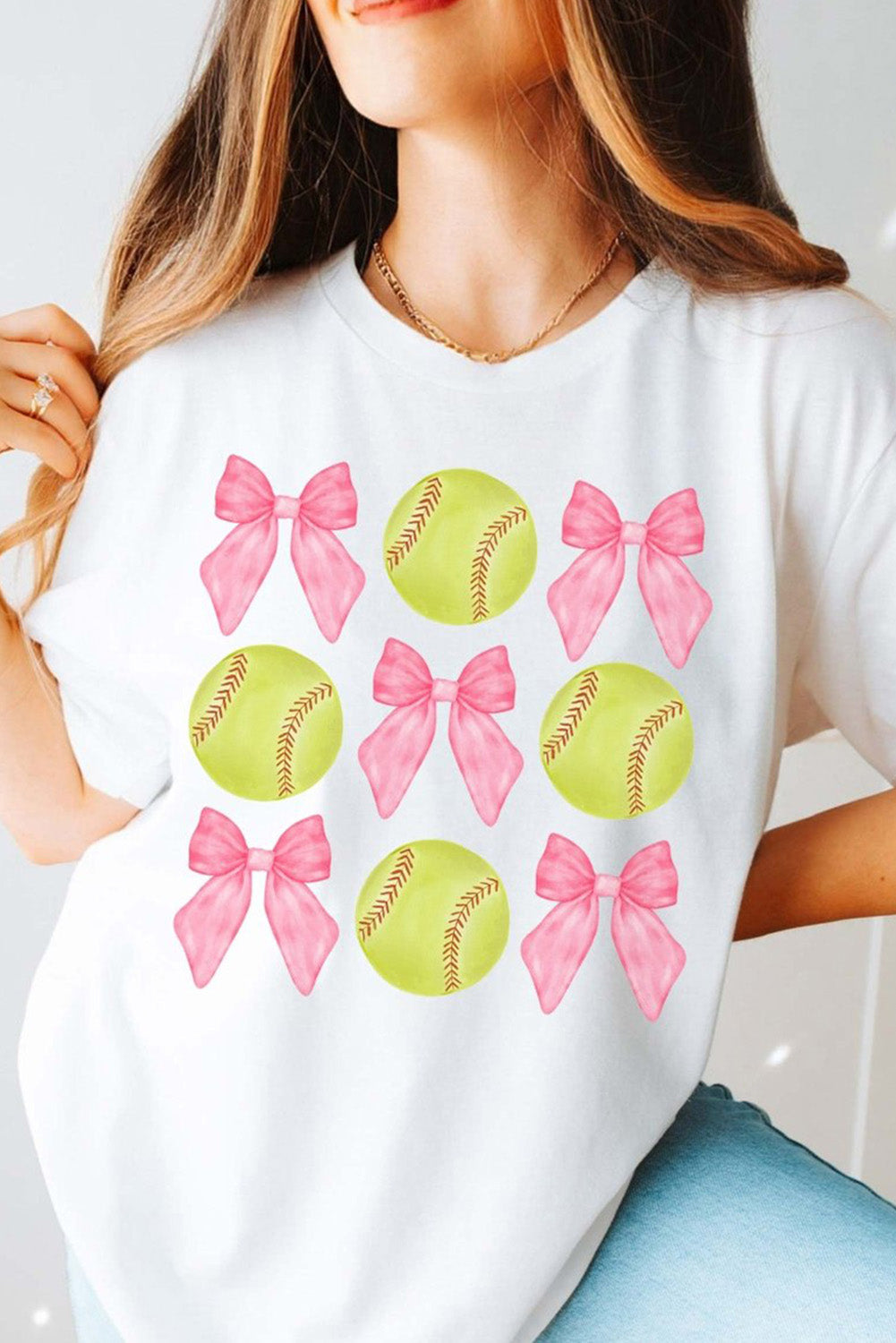 White Bow Tie Baseball Print