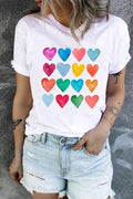 White Colorful Heart Shaped Print