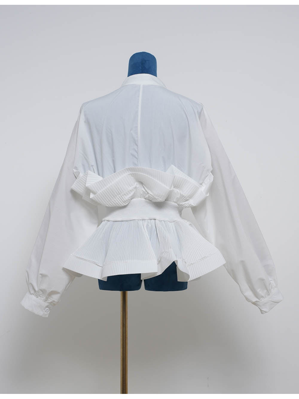 Chic Ruffle Pleated Lantern Sleeves Button Front Blouse