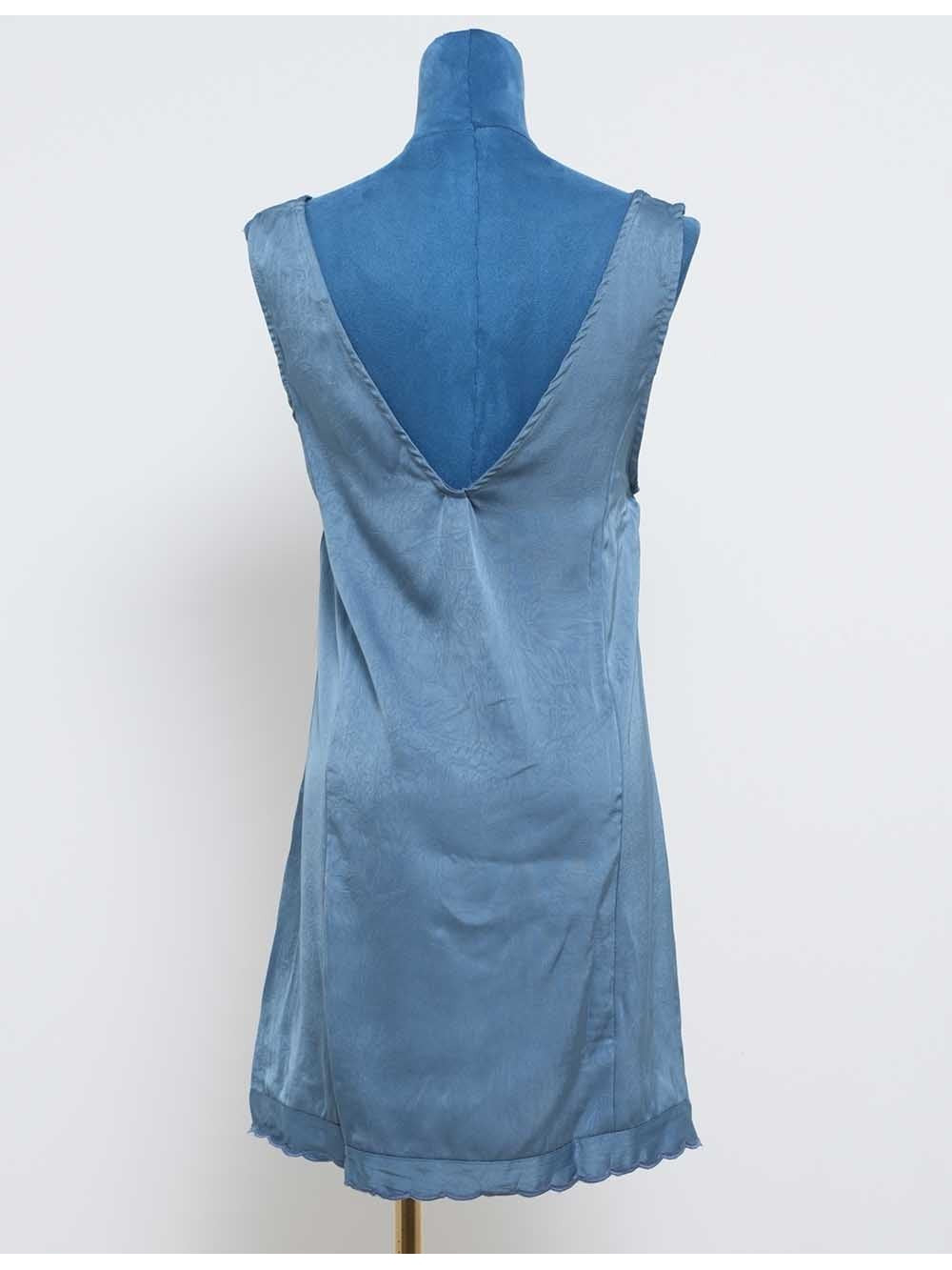 Scalloped Trim Embroidery V Neck Sleeveless Tank Mini Dress