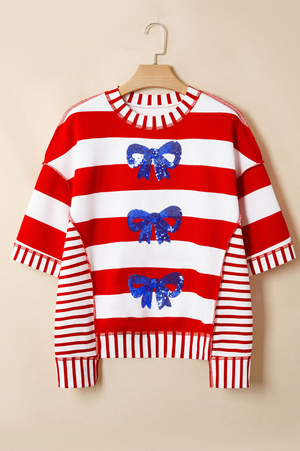 Sequin Bow Patriotic Half Tee