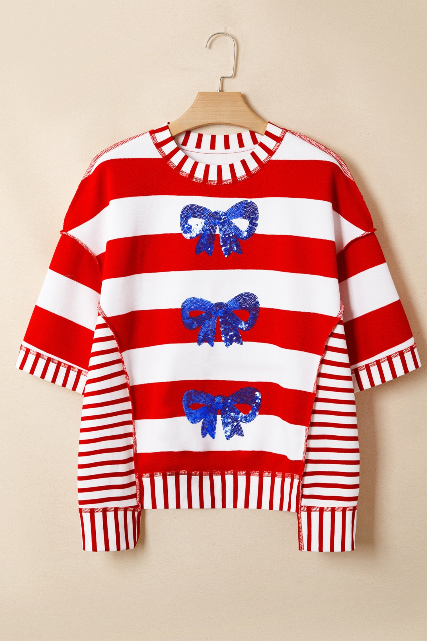 Sequin Bow Patriotic Half Tee