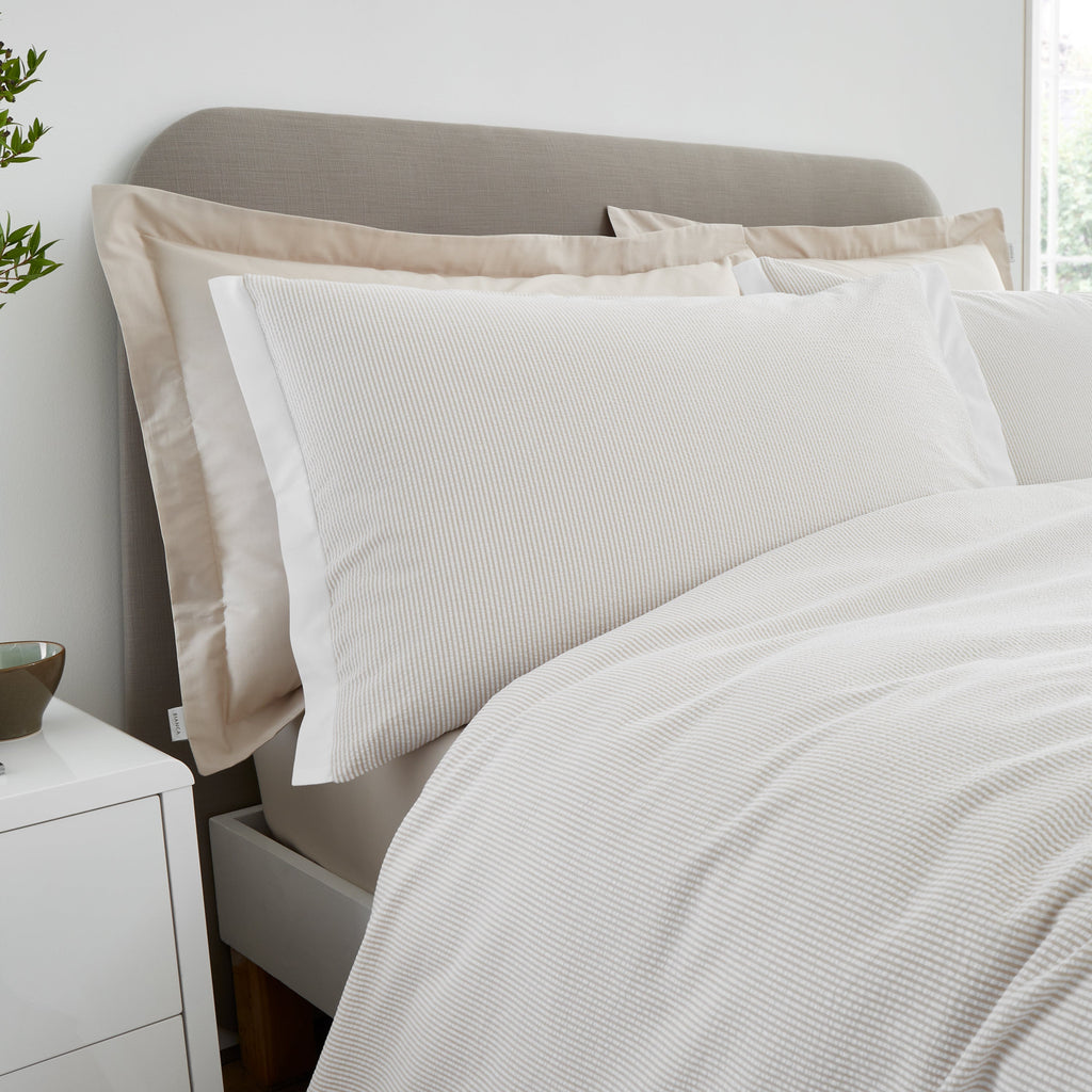 Modern Bedroom Woven Stripe Seersucker Duvet Cover Set