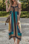 Maxi Retro Geometric Printed Y Back Sleeveless Dress