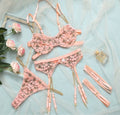 Delicate Embroidered Garter Lingerie Set