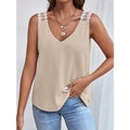 Lace Detail Waffle Knit V Neck Tank