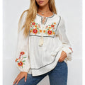 Boho Embroidery Front Babydoll Blouse