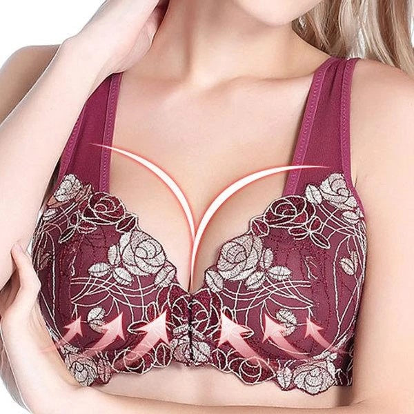 Floral Front-Buckle Bra