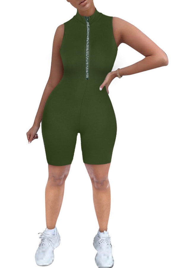 Zip Up Bodycon Romper
