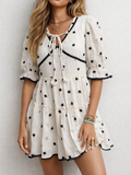 Boho Embroidery Front Tiered Hem Mini Dress