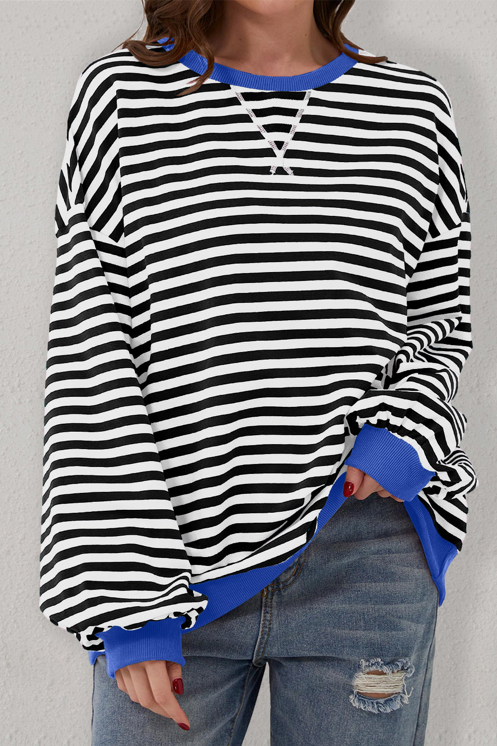 Everyday Oversized Contrast Trim Sweatshirt