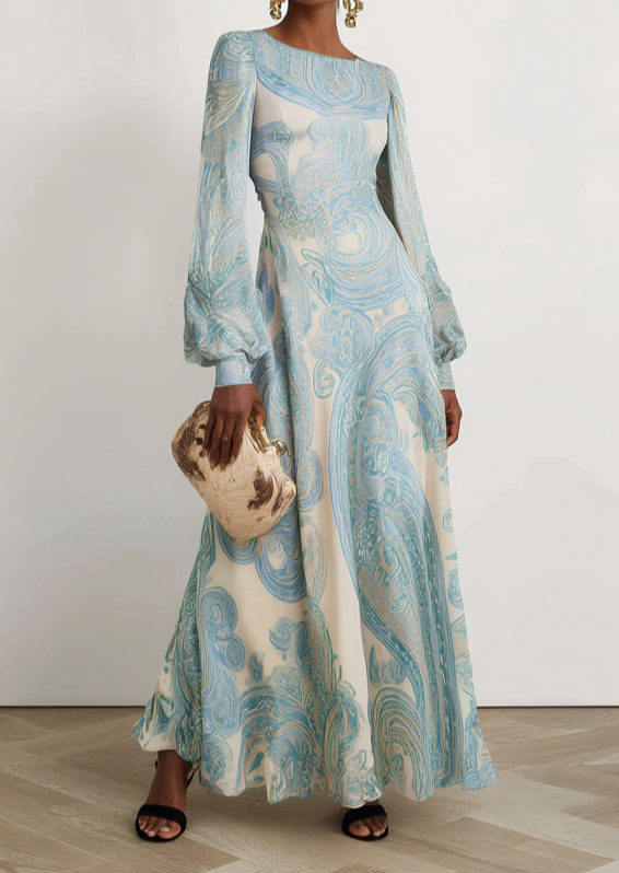 Paisley Print Chiffon Maxi Dress