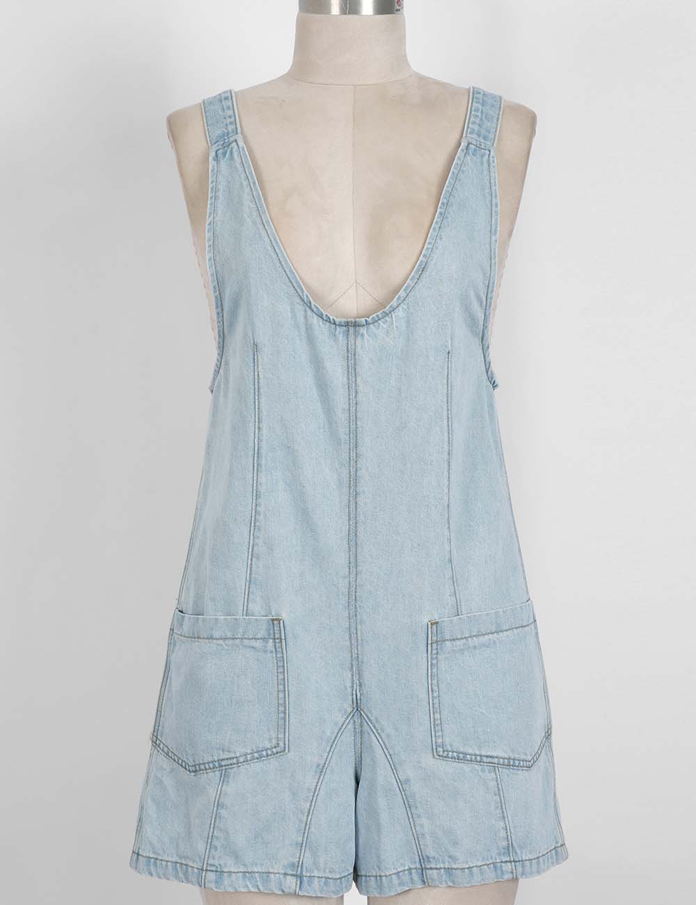 Denim Adjustable Shoulder Romper