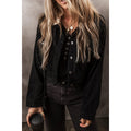 Fuzzy Collared Neck Button Down Jacket