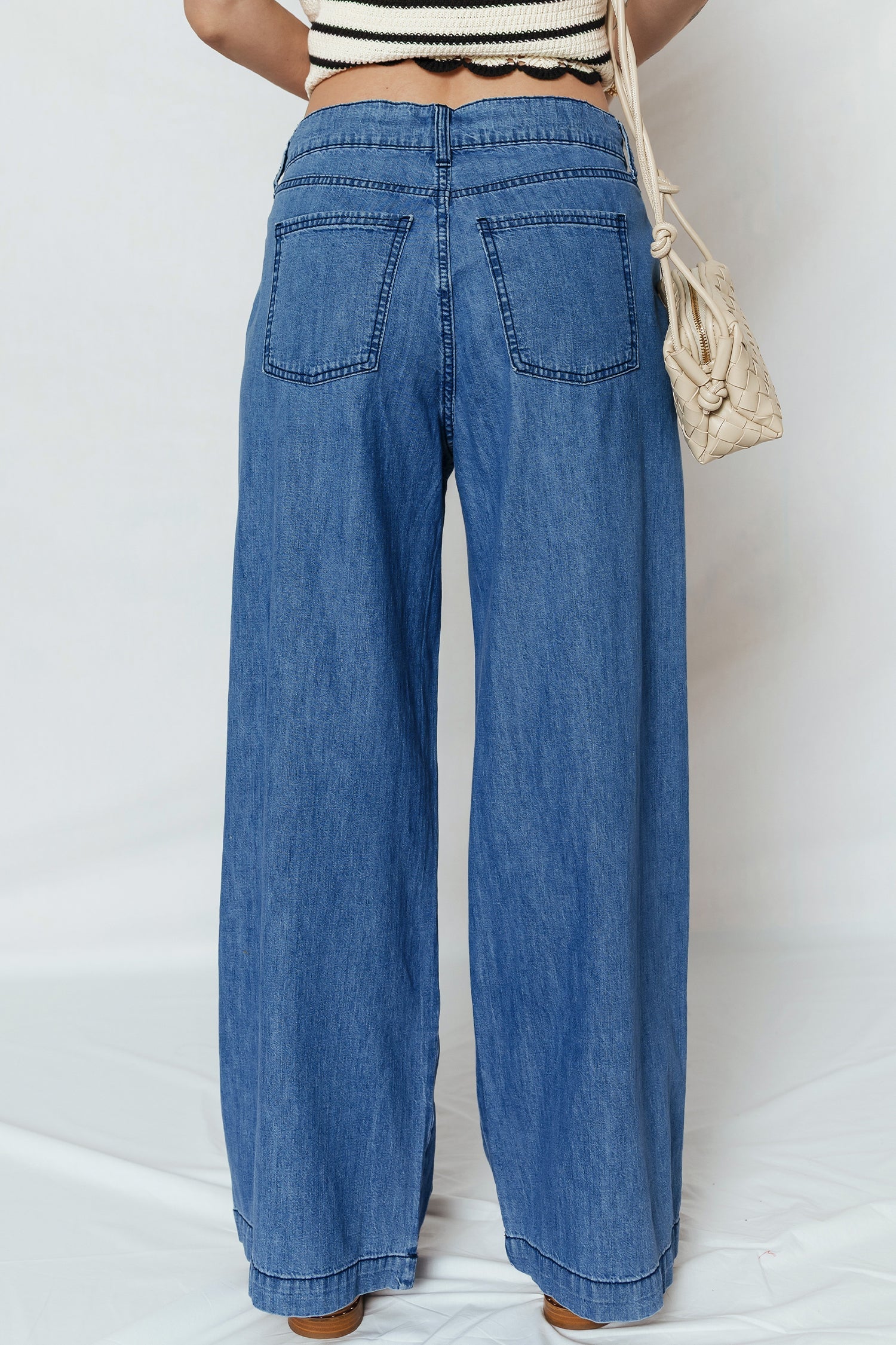 Wide Leg Dusk Lace-up Pull On Jeans