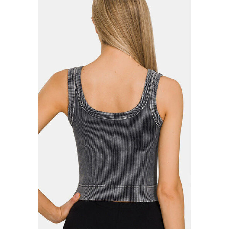 Washed Scoop Neck Wide Strap Tank