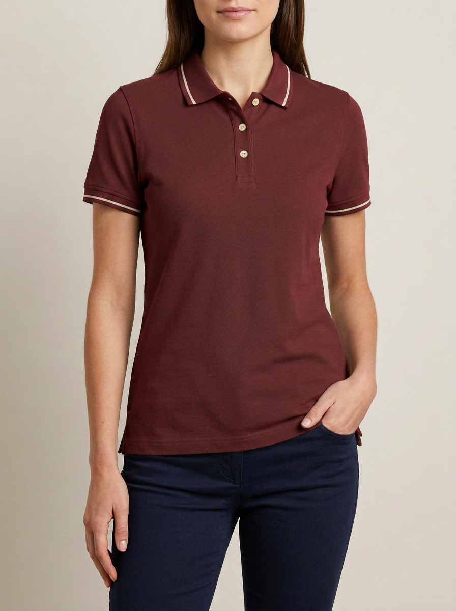 Women's Everyday Tipped-Collar Collared Polo Shirt