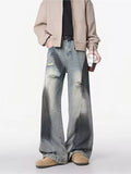 Men's Plus Size Distressed Wide Leg Jeans
