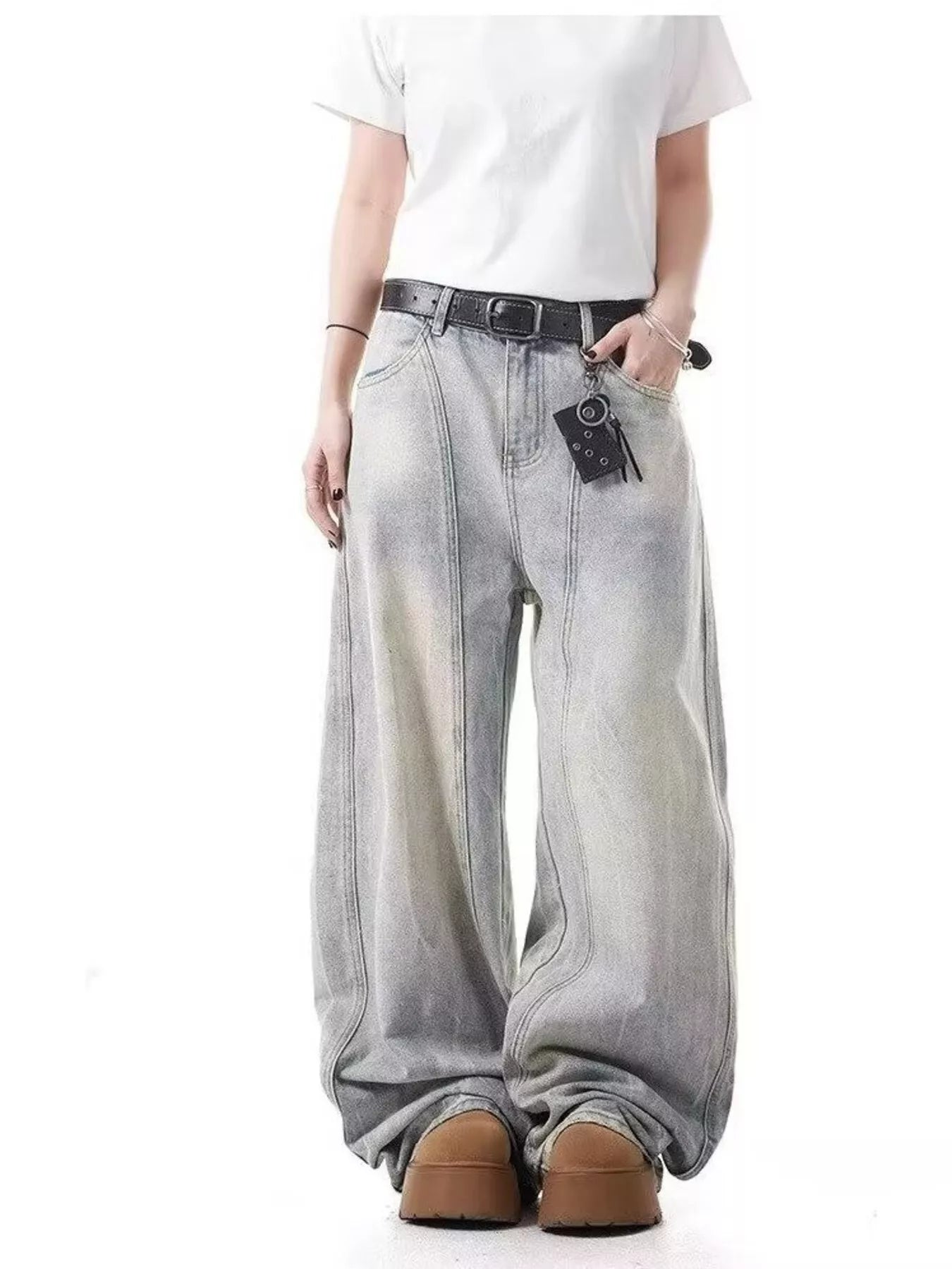 Modern Men's Full Size Vintage Wash Wide Leg Jeans Plus Size