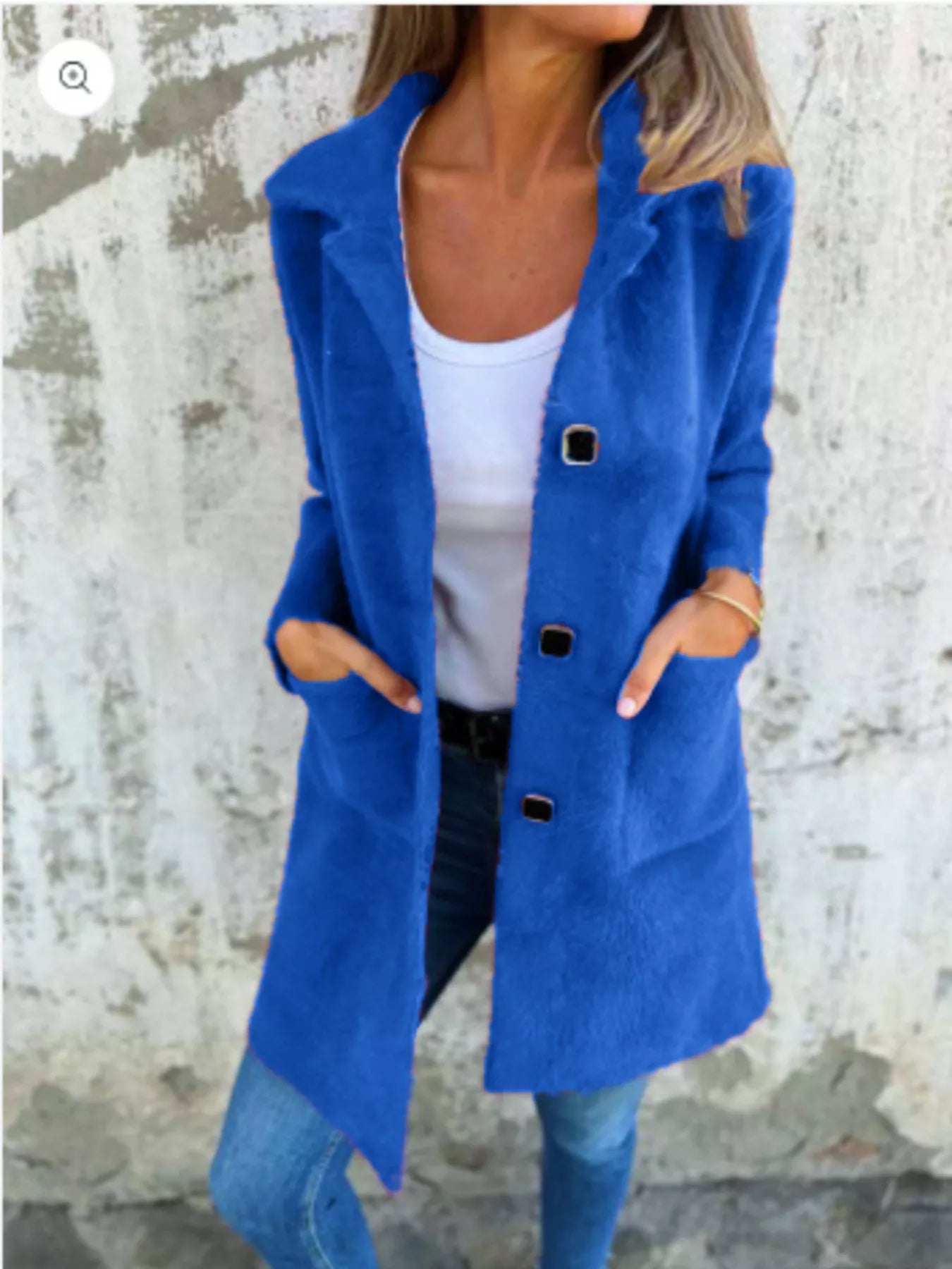 Full Size Button Down Long Sleeve Longline Coat Plus Size Jacket