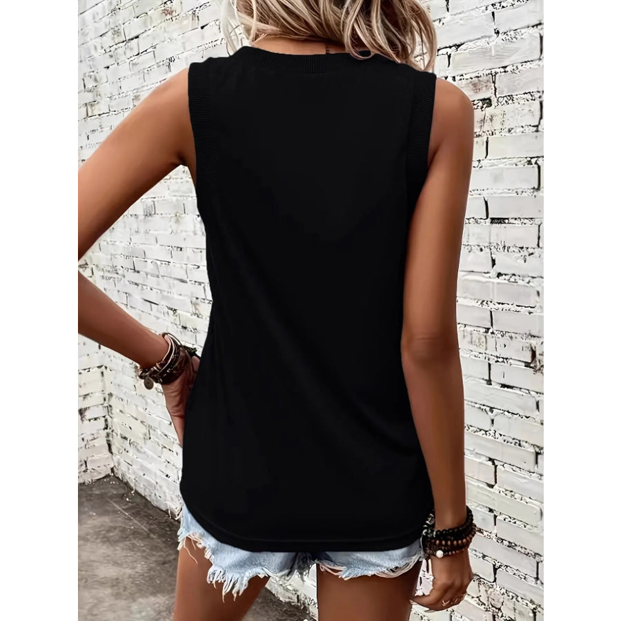 Breathable V Neck Ribbed Band Tank Top