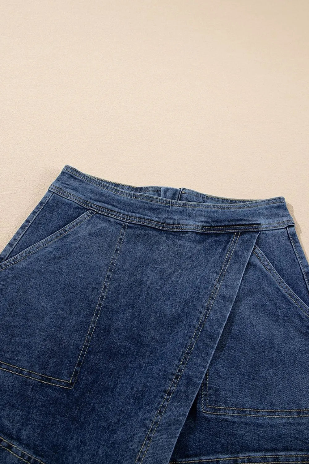 Asymmetrical Denim Pockets So Skirt