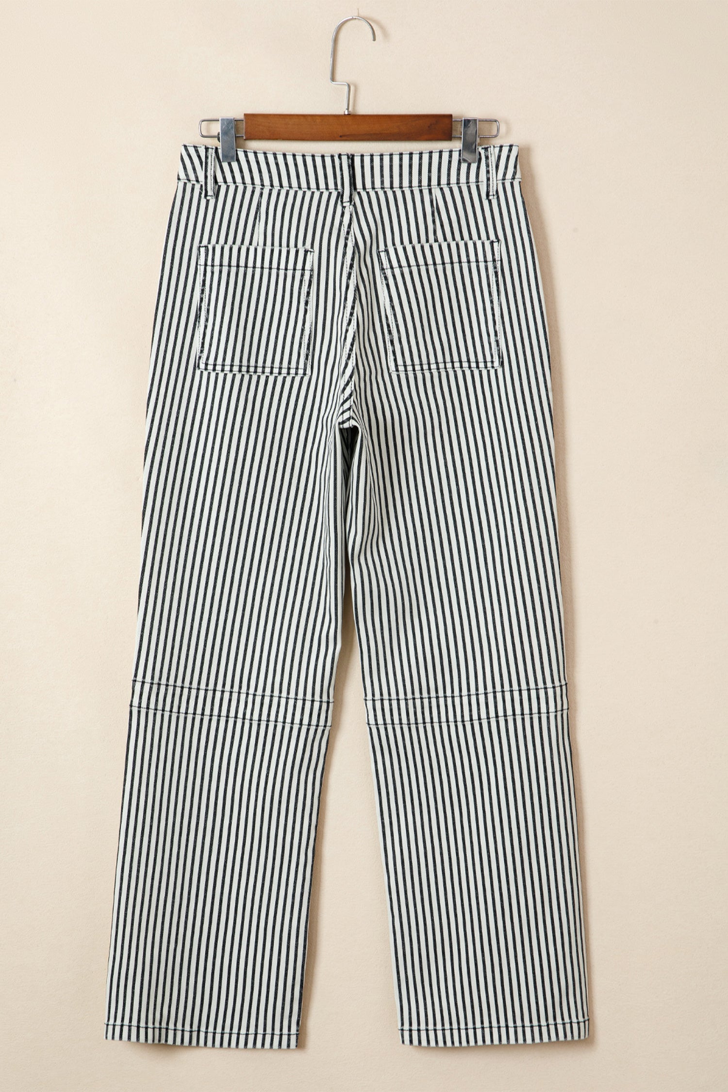 High Waist Patch Pocket Stripe Shift Jeans