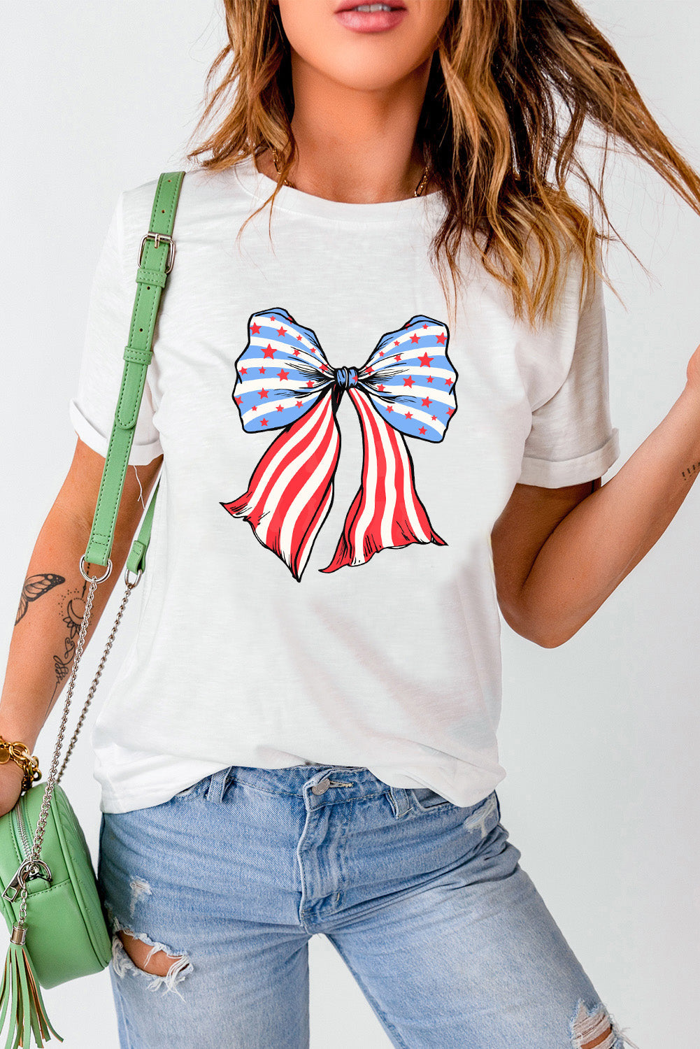 White Stripes And Stars Bowknot