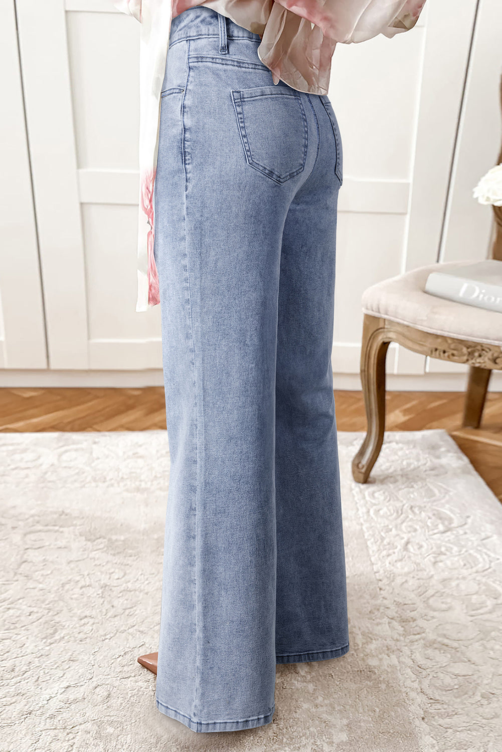 High Waist Button Zip Fly Bell Jeans