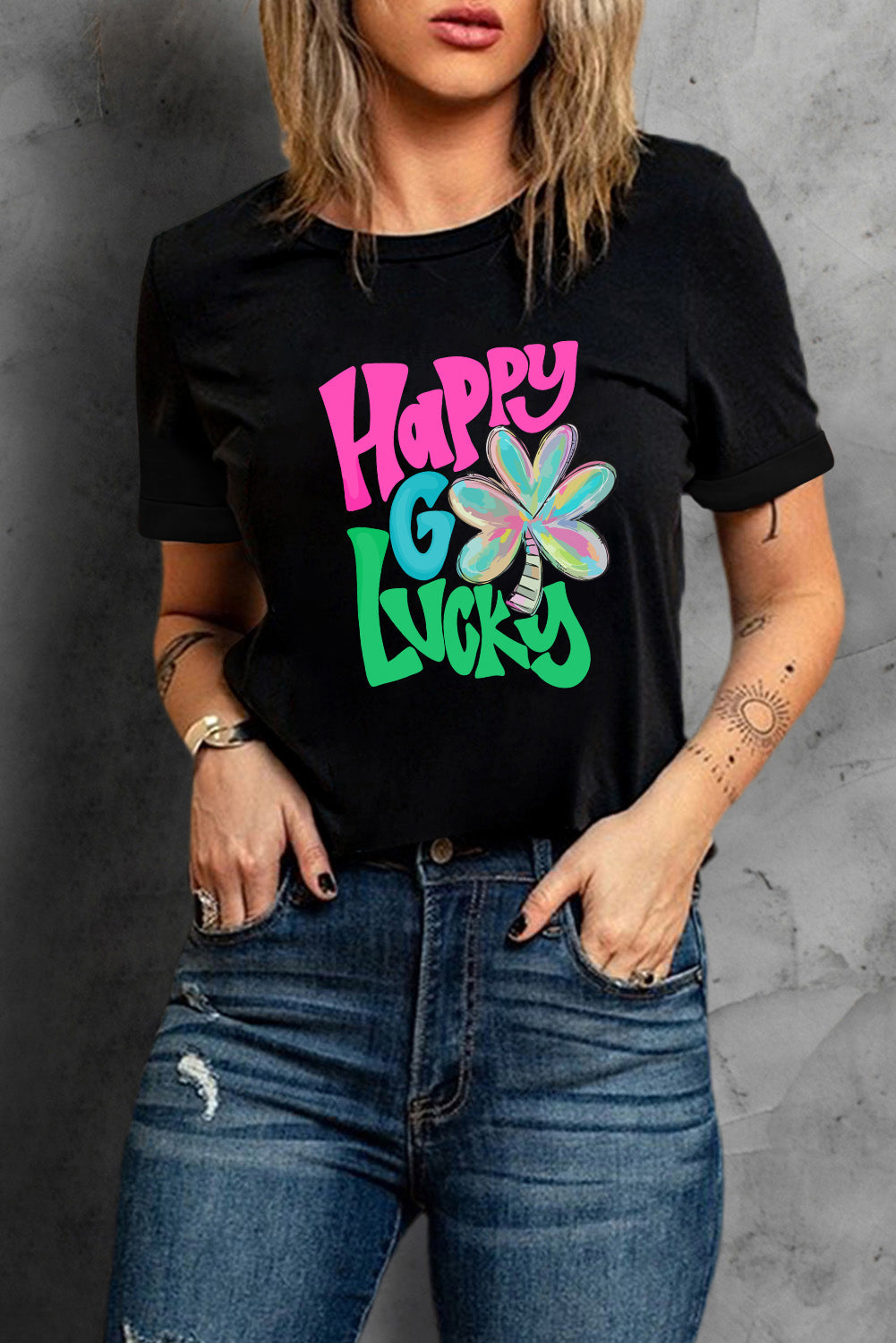 Black Happy Go Lucky Clover